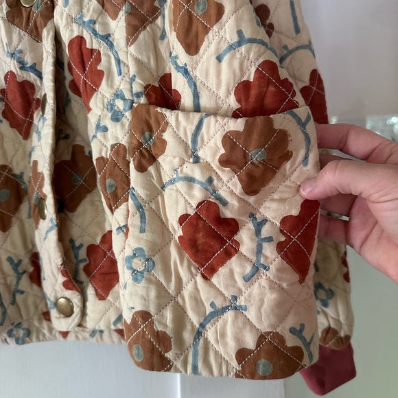 Christy Dawn Floral Quilted Bomber Jacket - Red, Brown, Cream - Picture 2 of 11